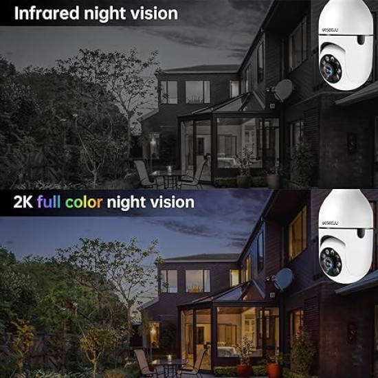 Light Bulb Security Camera 5G& 2.4GHz WiFi 2K Security Cameras Wireless Outdoor Motion Detection and Alarm,Two-Way Talk,Color Night Vision,Human Detection