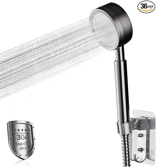 High Pressure Shower Head with Handheld, 304 Stainless Steel Shower Head, Small Handheld Removable Bathroom Shower Head (Silver White)