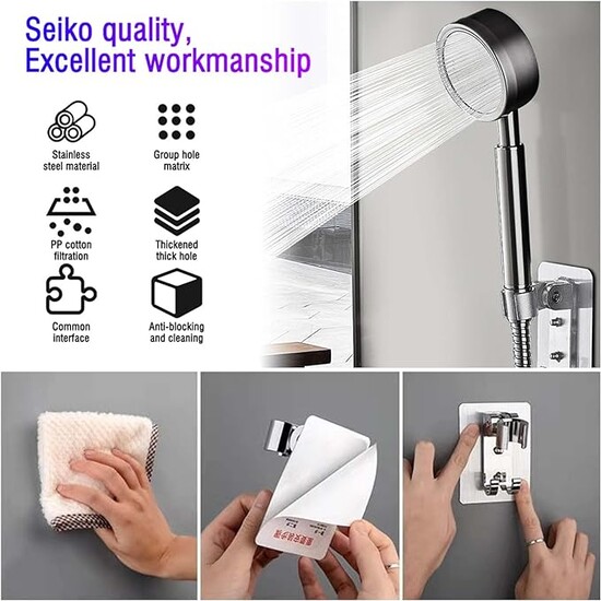 High Pressure Shower Head with Handheld, 304 Stainless Steel Shower Head, Small Handheld Removable Bathroom Shower Head (Silver White)