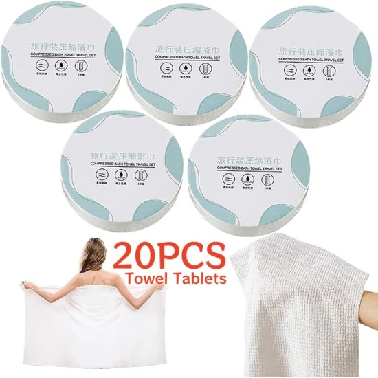 Compressed Towel Tablets, Travel Washcloth Backpacking Towel Disposable Reusable Extra Large and Thick for Camping(11.8" X 23.6") (20PCS)