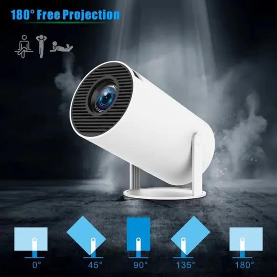 Mini Projector Pro 4K audio Android 11.0 , lighter and more portable 1080P 720P, 200ANSI, portable wireless remote control home mount outdoor theater with 180° projection angle adjustment hy300projector