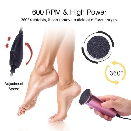 Summer Electric Foot File, Adjustable Rotatable Electronic Foot Dead Skin Remover, Callus Remover Tool for Home & Nail Salon, Pedicure Care Tool for Men Women