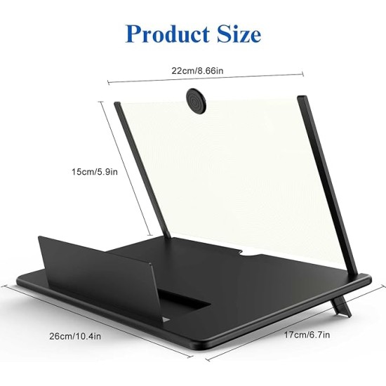 16" Screen Magnifier for Cell Phone -3D HD Magnifying Projector Screen Enlarger for Movies, Videos and Gaming – Foldable Phone Stand with Screen Amplifier–Compatible with All Smartphones