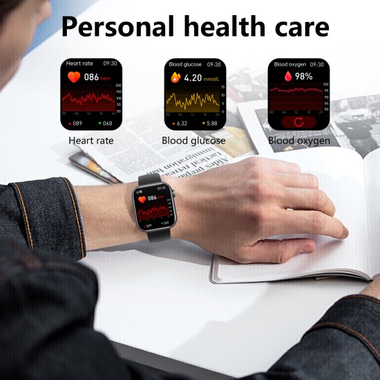 F57L Smart Watch Exercise Heart Rate Blood Pressure Temperature Monitoring Noninvasive Blood Sugar Women Multifunction