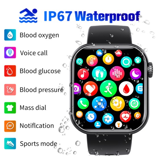 F57L Smart Watch Exercise Heart Rate Blood Pressure Temperature Monitoring Noninvasive Blood Sugar Women Multifunction